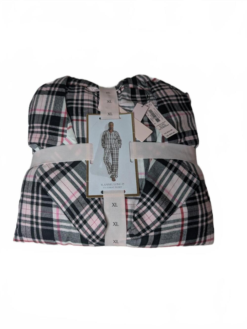 NWT Victoria's Secret Flannel Lounge Pajama Set in Pink and Black Plaid Size XL